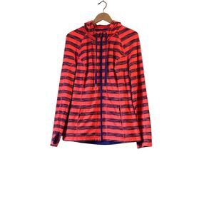 Lukka - Activewear Women's Hooded Zip-Up Jacket XL – Orange & Purple Striped